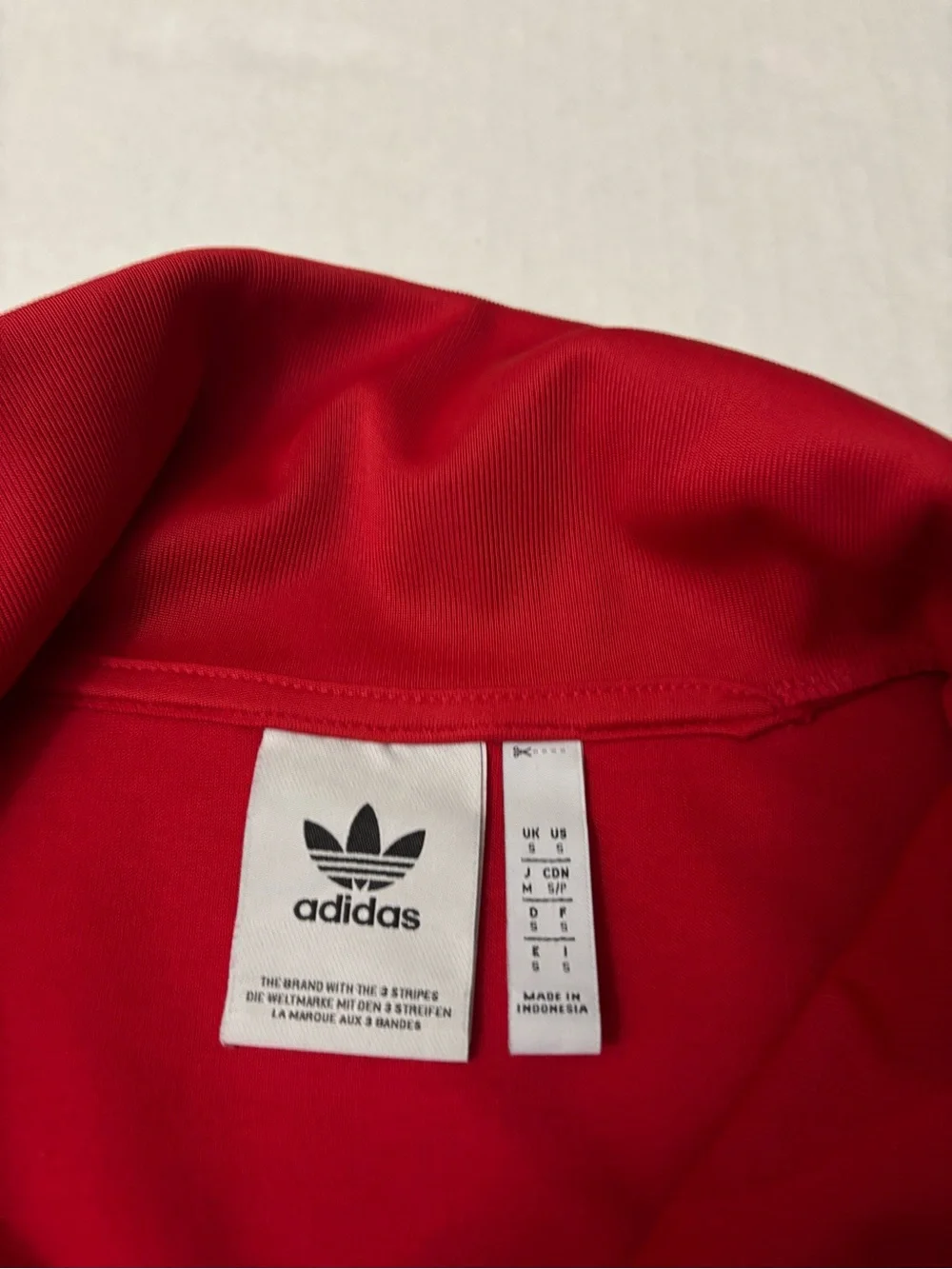 Adidas Funnelneck Track Top Red Pullover Three Stripe Mens Size S